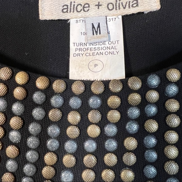 ALICE + OLIVIA Size M Little Black Dress with Studs on Neckline. Condition good! - Picture 3 of 5